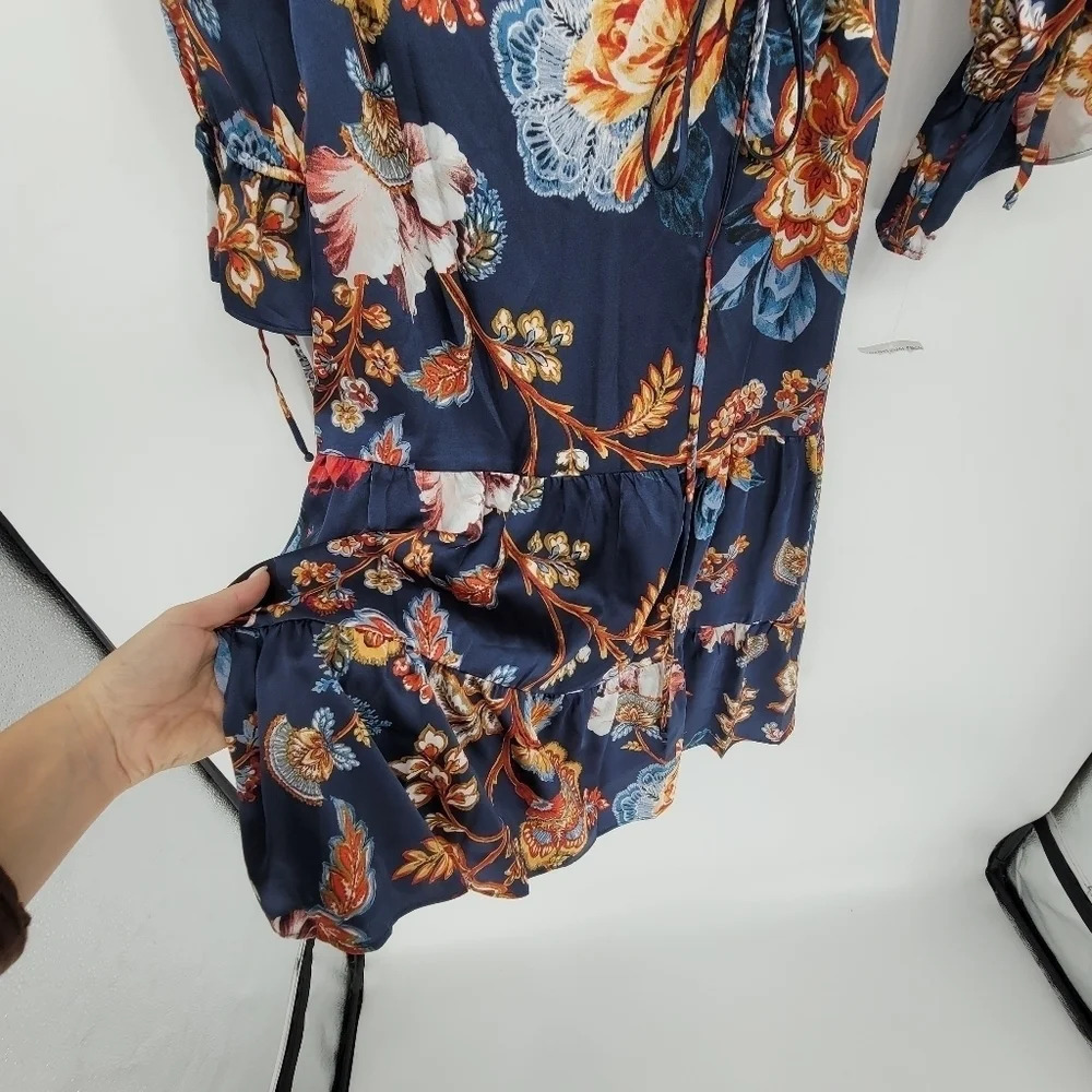 JULIA Jordan Floral Print Tie Waist Tiered Midi Dress size 6 - Picture 5 of 11
